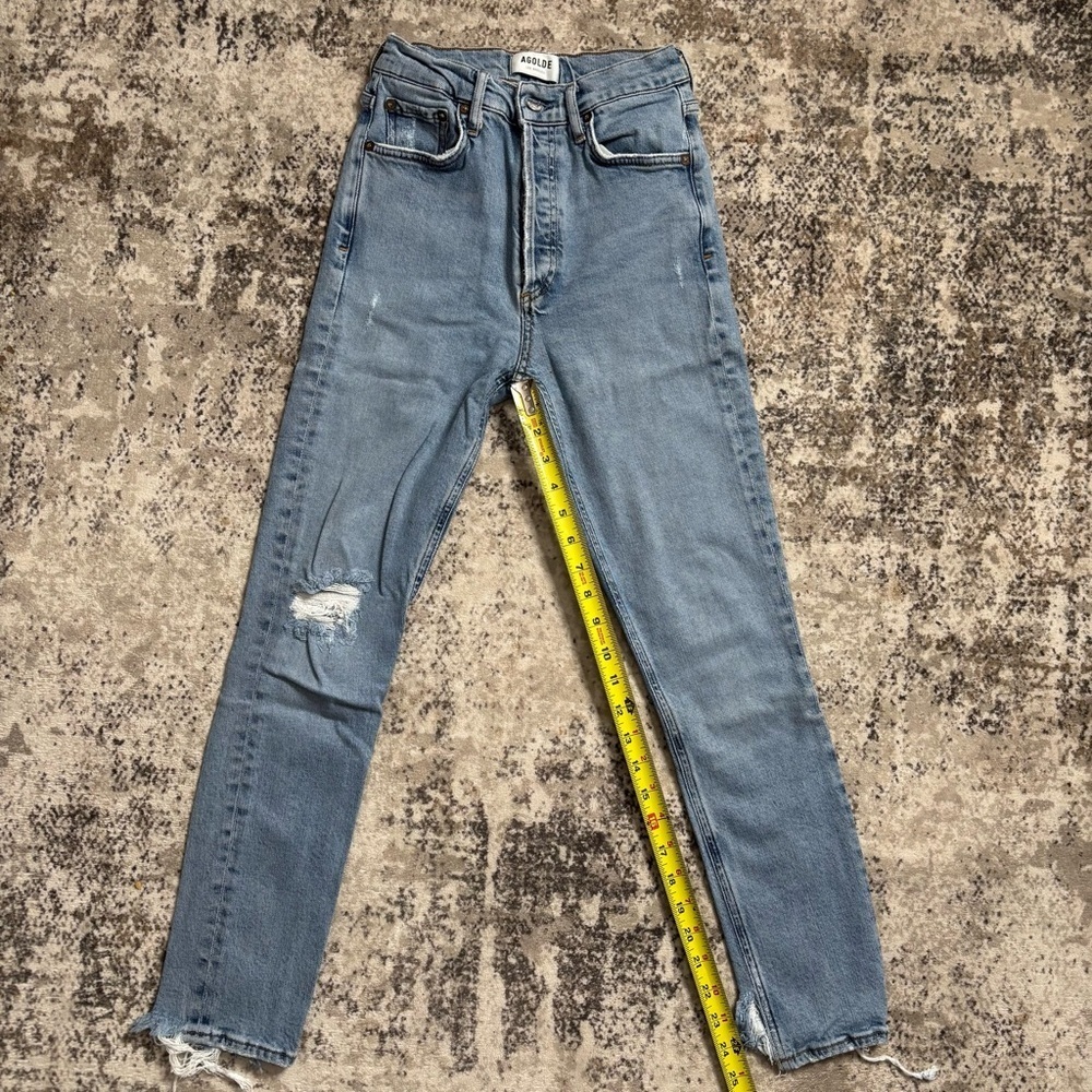 Agolde High Rise Distressed Crop Jeans Size 24 - Picture 5 of 7